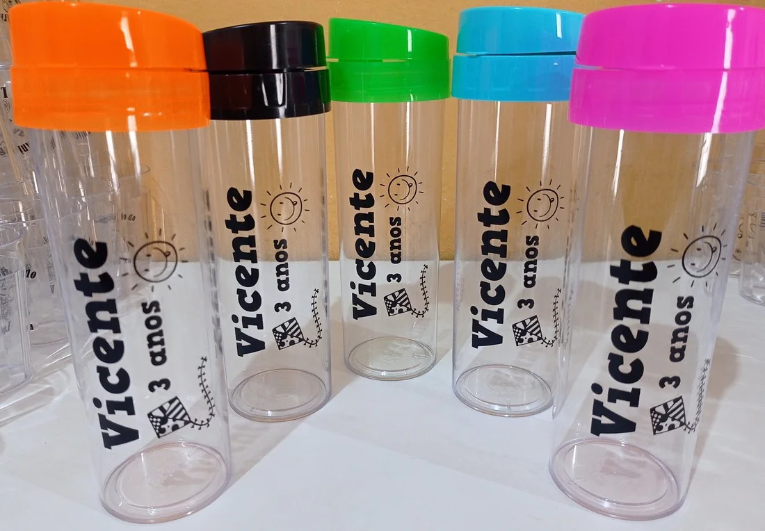 Kit 50 uni Garrafinha Acquabio ACRILICA 480ml Personalizadas