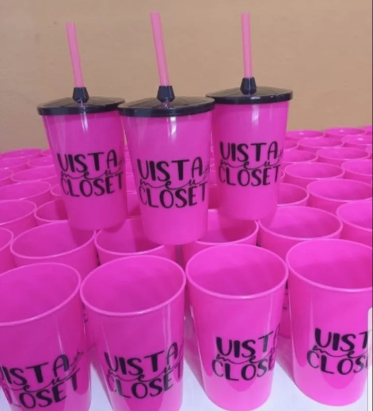 Kit 100 uni Copos Twister com Tampa e Canudo 480ml Personalizados - Imagem 2