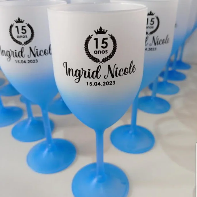 Kit 50 uni Taças de Vinho DEGRADE JATEADO 320ml Personalizadas