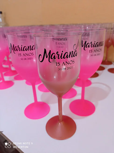 Kit 50 uni Taças de Vinho DEGRADE 320ml Personalizadas