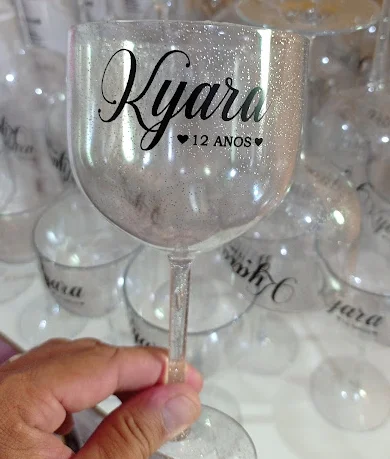 Kit 50 uni Taças de Gin 450ml c/ Glitter Personalizadas