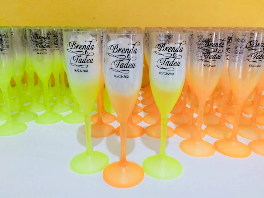 Kit 50 uni Taças de Champanhe DEGRADE 190ml Personalizadas